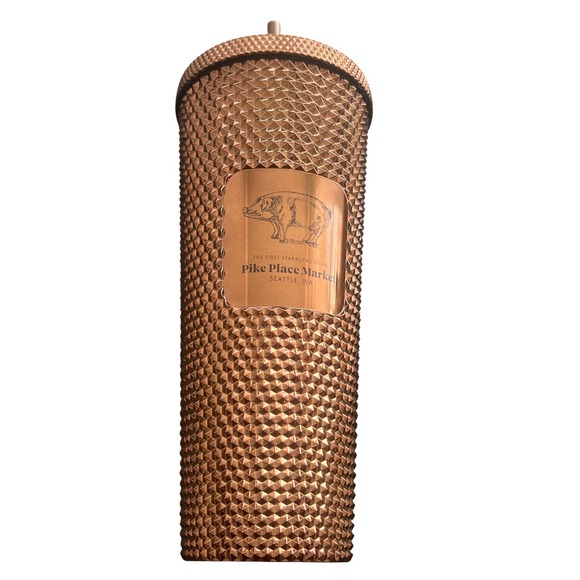 Starbucks Other - NWT - Starbucks First Store Pike Place Rose Gold Studded Tumbler 24oz Rachel Pig